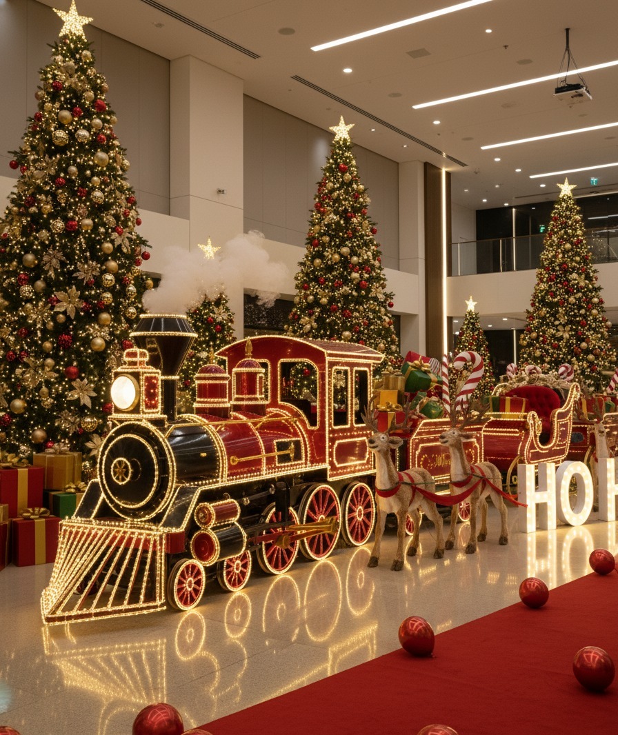 Decoração de natal empresarial em fibra de vidro